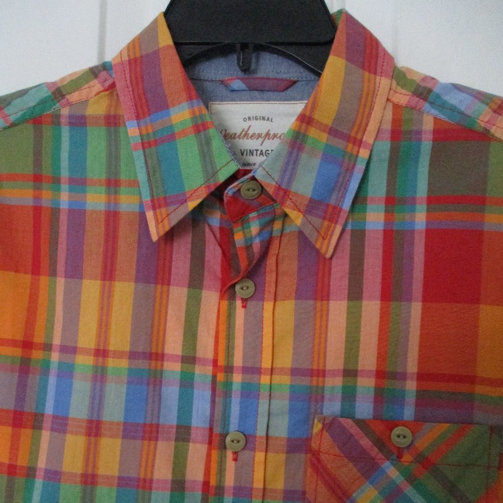 Weatherproof Vintage Mens S/S Summer Cotton Plaid Casual Shirt NWOT - Size Small